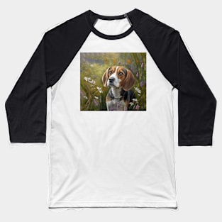 Beagle Dog in a Flower Garden Baseball T-Shirt